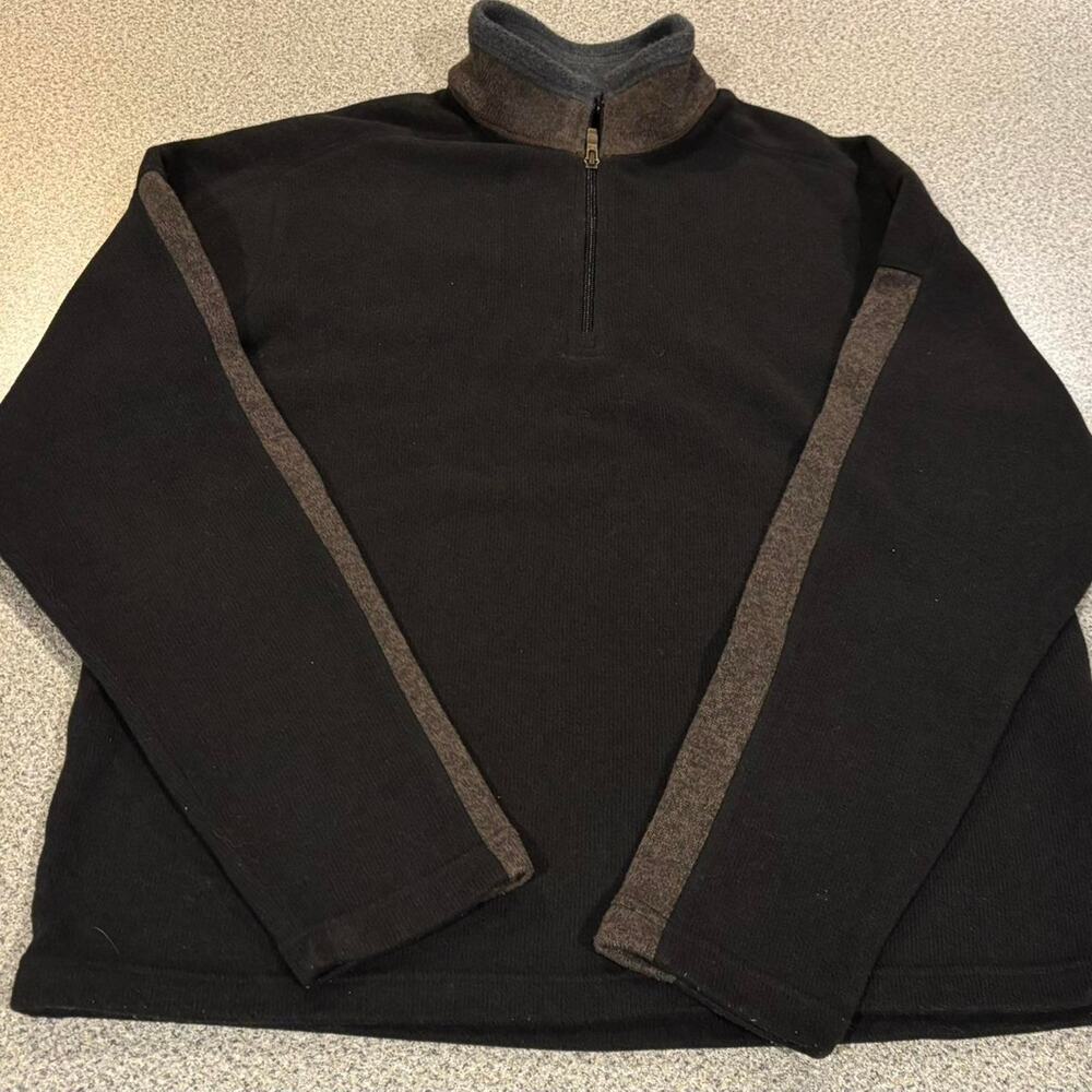 Brown and black Lands' End quarter zip sweater - Size 38-40